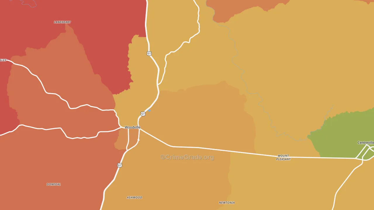 Wilkinson County, MS Map of Burglary Rates