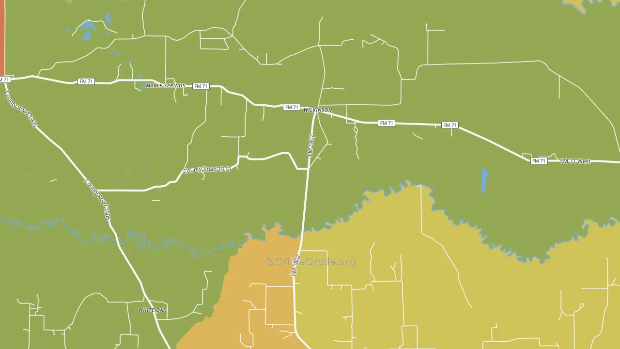 Wilkinson, TX Map of Burglary Rates