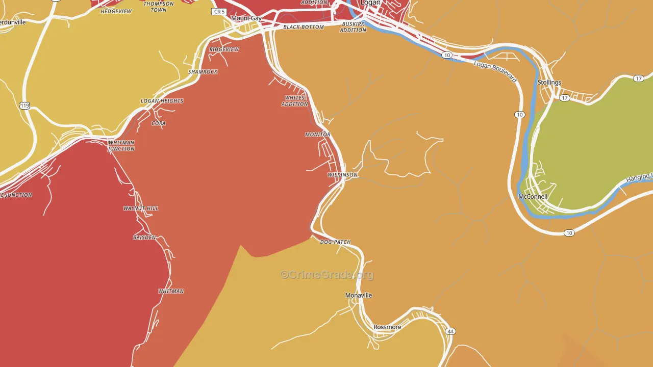 Wilkinson, WV Map of Burglary Rates
