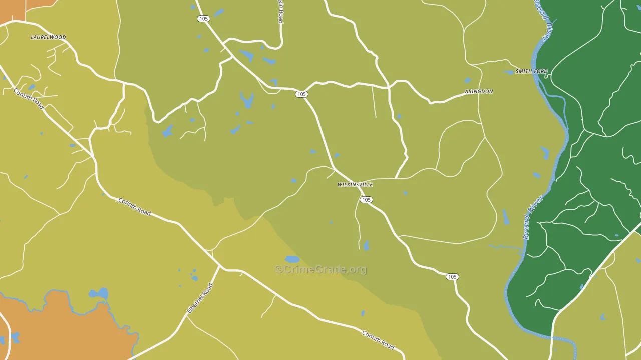Wilkinsville, SC Map of Burglary Rates