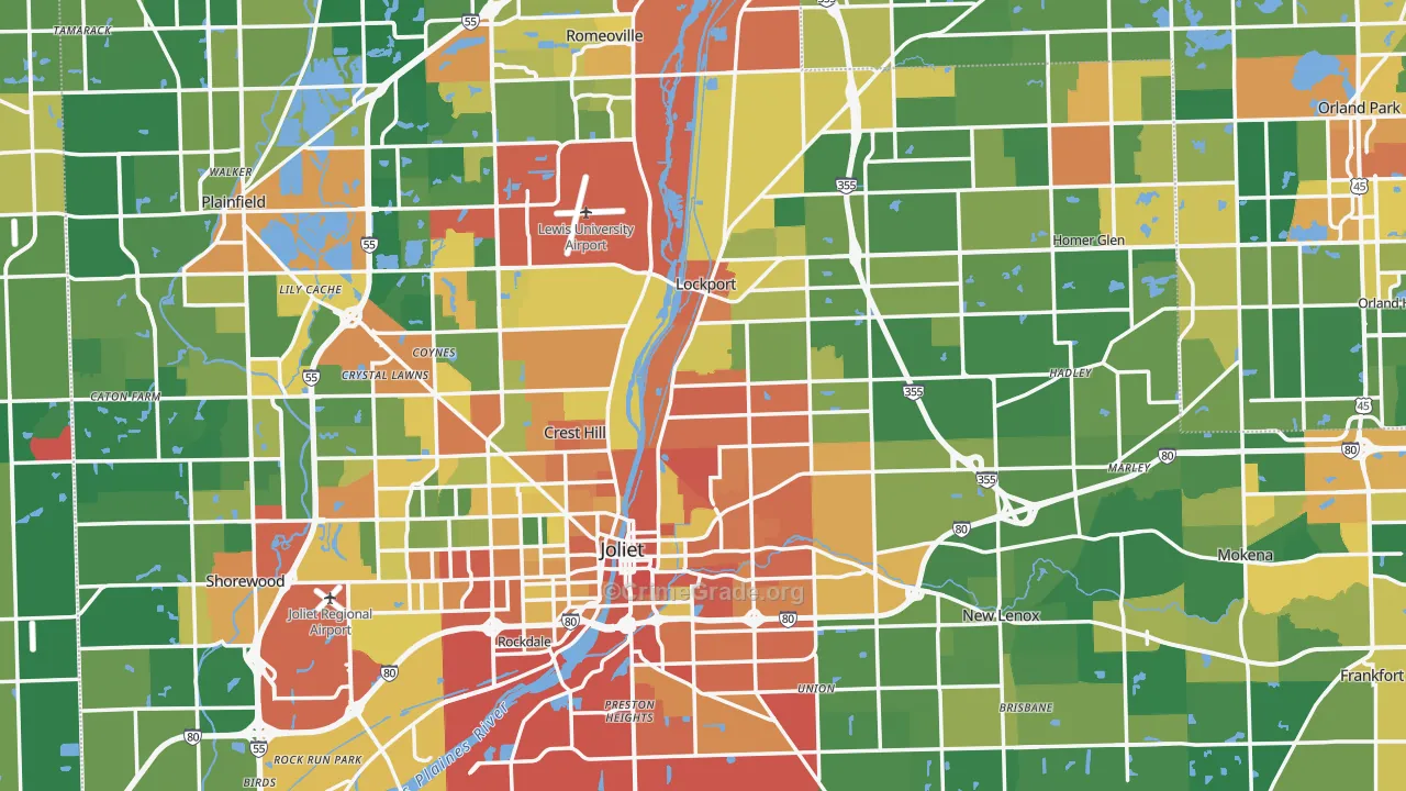 Will County, IL Map of Burglary Rates