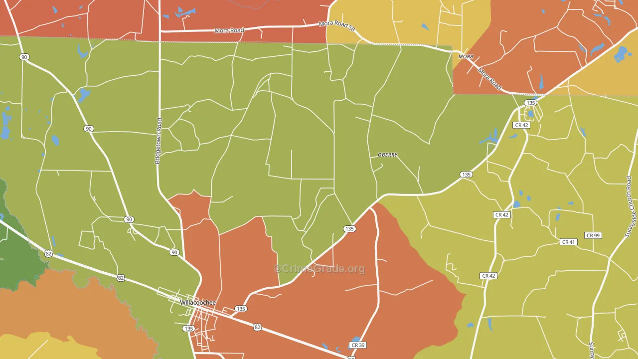 Willacoochee, GA Map of Burglary Rates