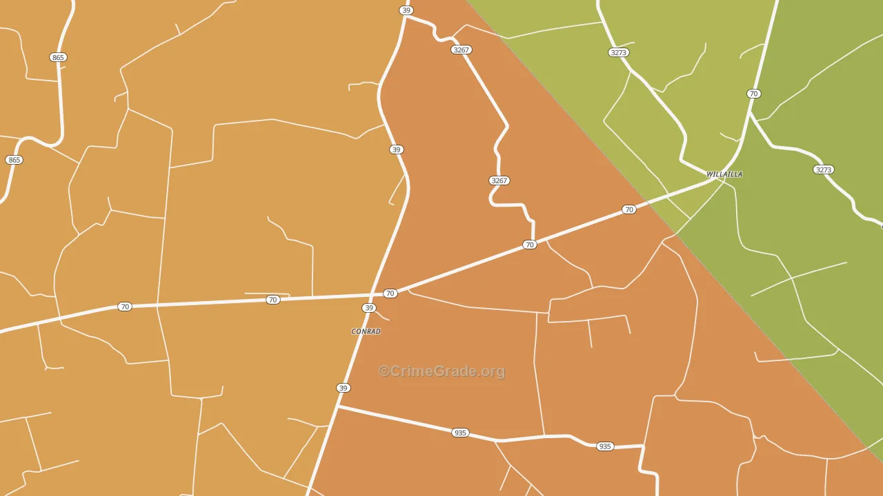 Willailla, KY Map of Burglary Rates