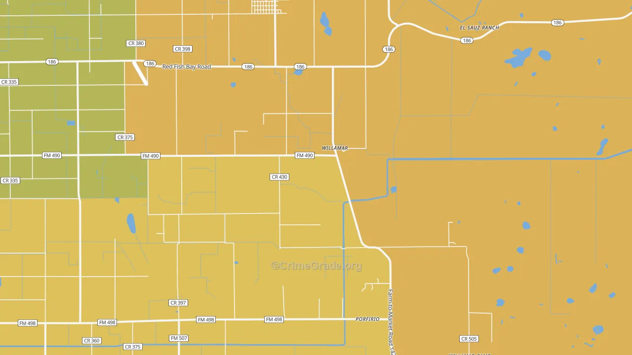 Willamar, TX Map of Burglary Rates