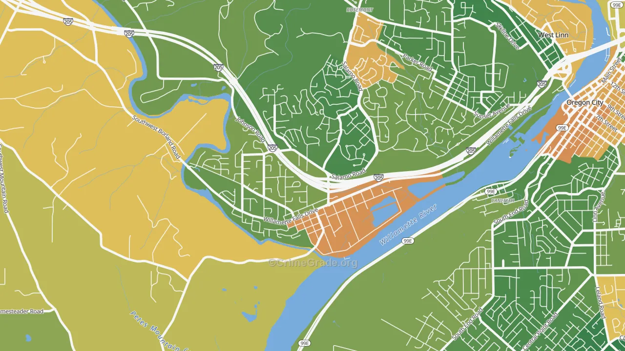 Willamette-West Linn, West Linn, OR Map of Burglary Rates