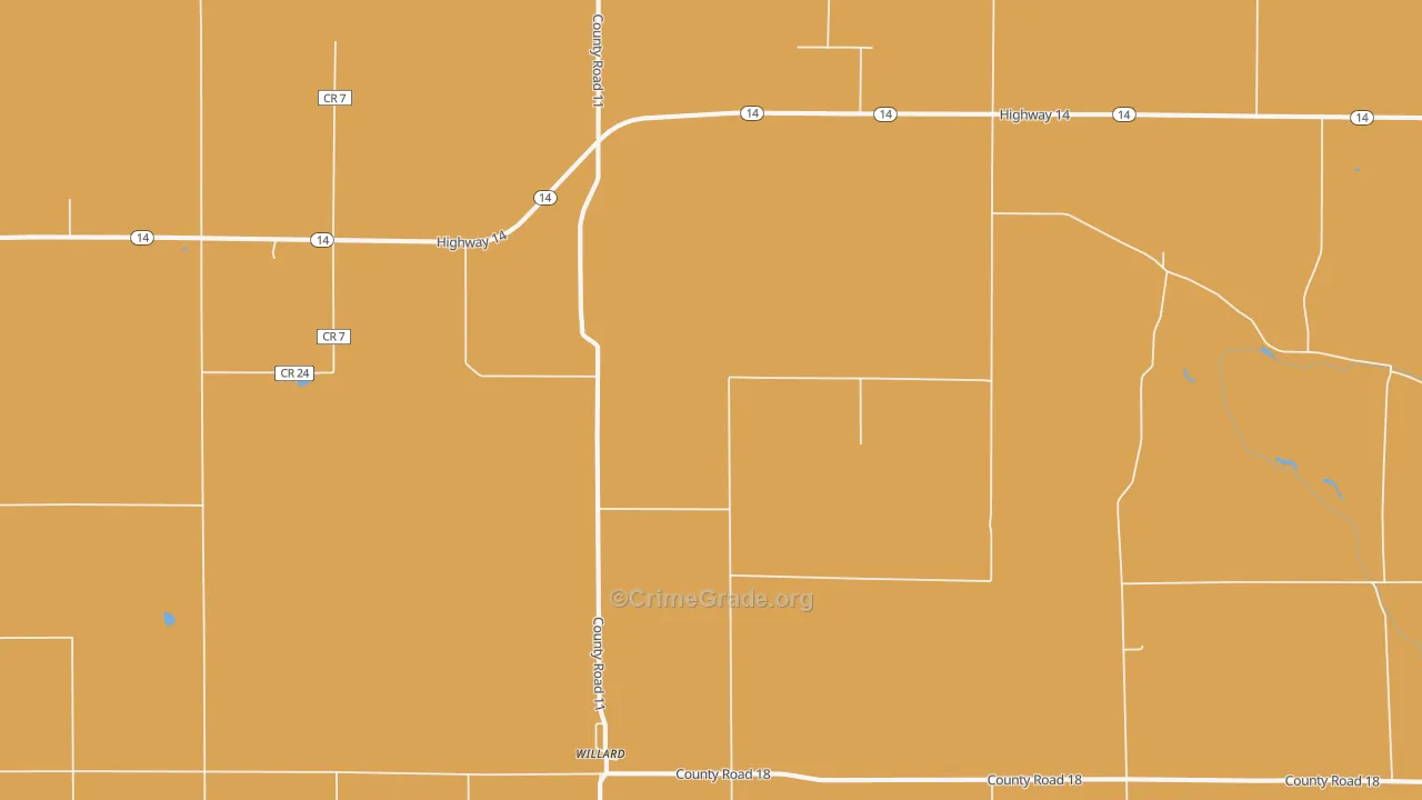 Willard, CO Map of Burglary Rates