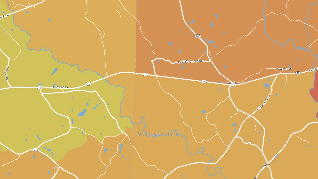 Willard, GA Map of Burglary Rates