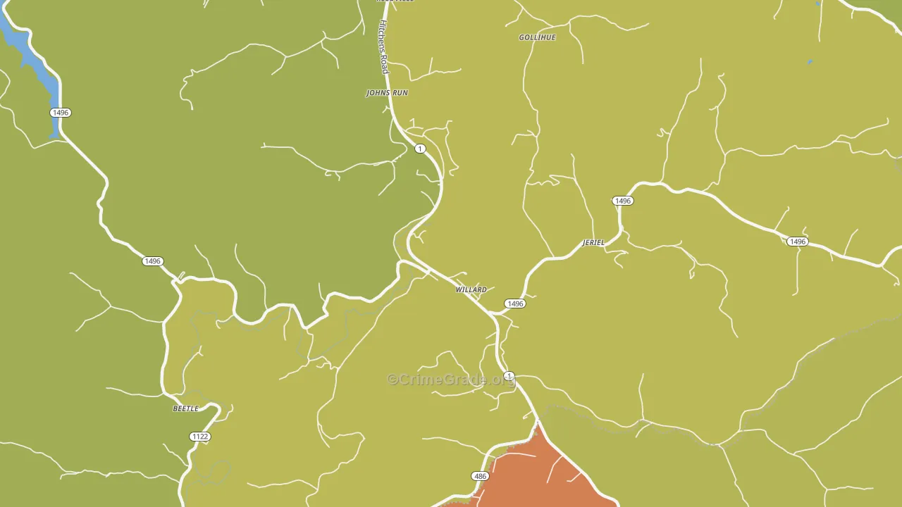 Willard, KY Map of Burglary Rates