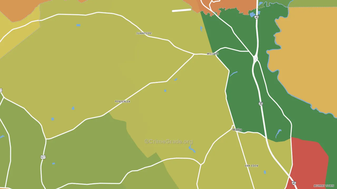 Willard, NC Map of Burglary Rates
