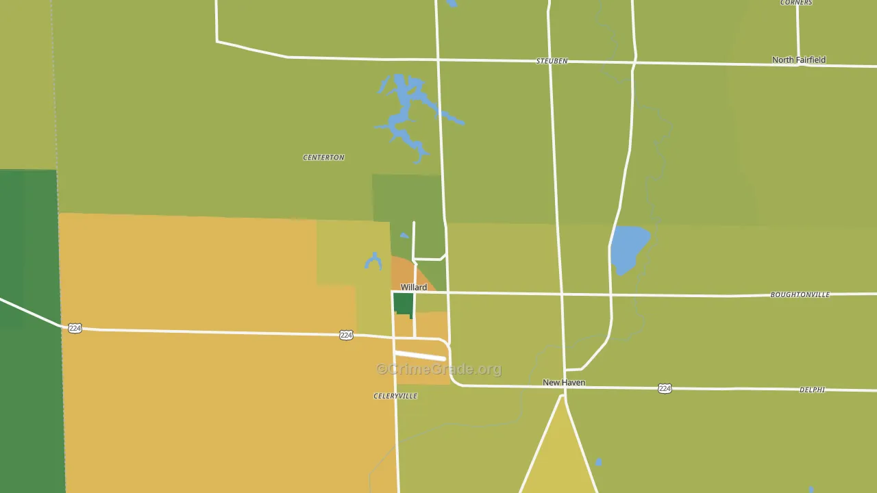 Willard, OH Map of Burglary Rates