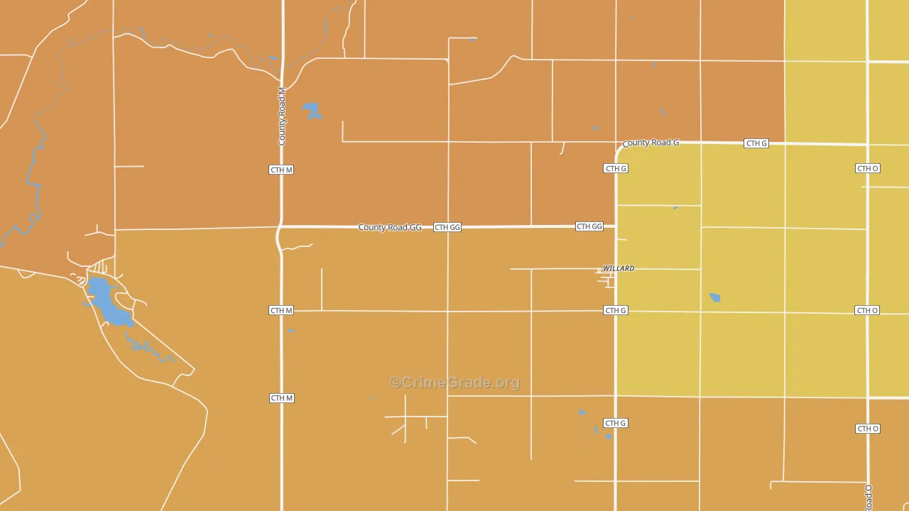 Willard, WI Map of Burglary Rates
