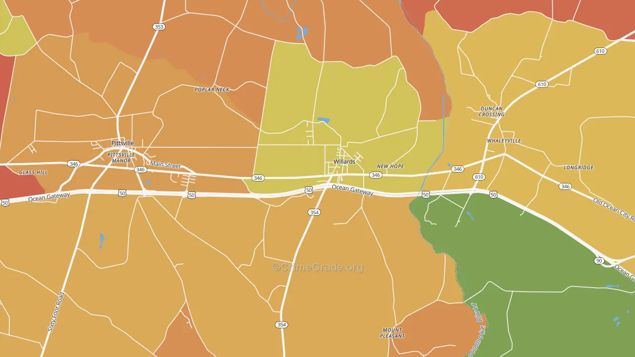 Willards, MD Map of Burglary Rates