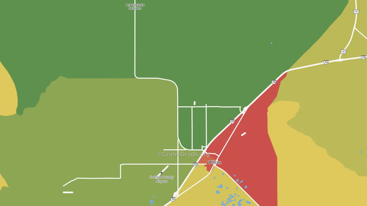 Willcox, AZ Map of Burglary Rates