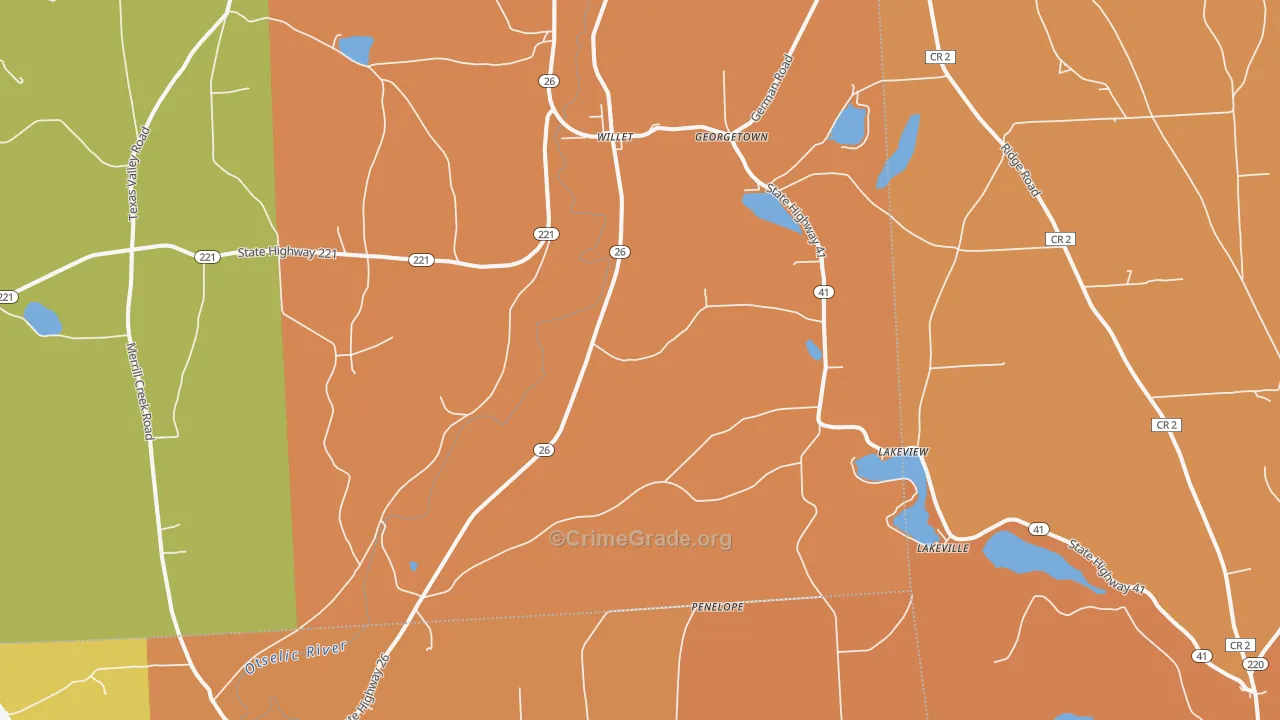 Willet, NY Map of Burglary Rates