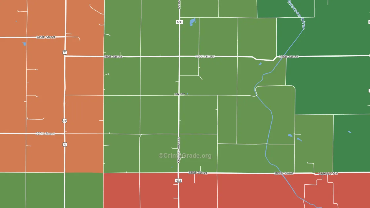 Willey, IA Map of Burglary Rates