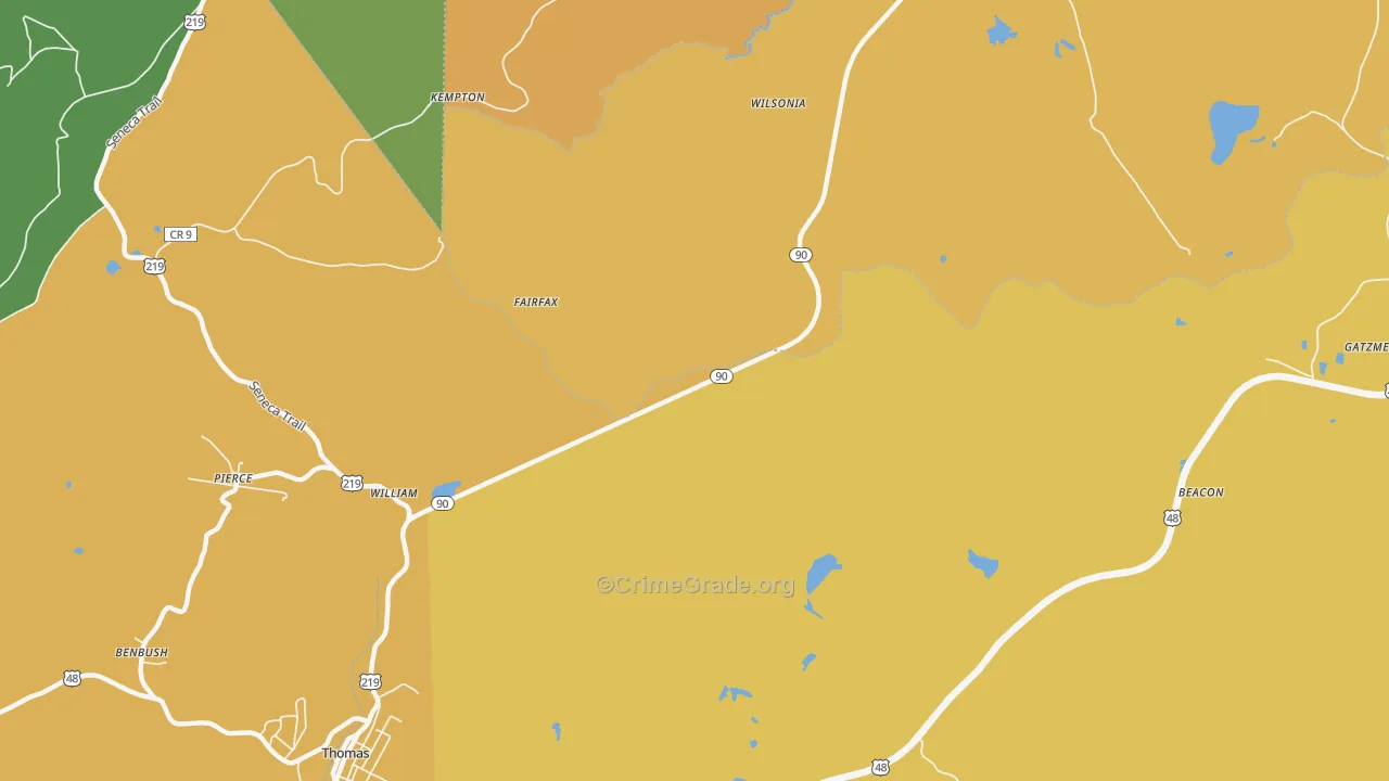 William, WV Map of Burglary Rates