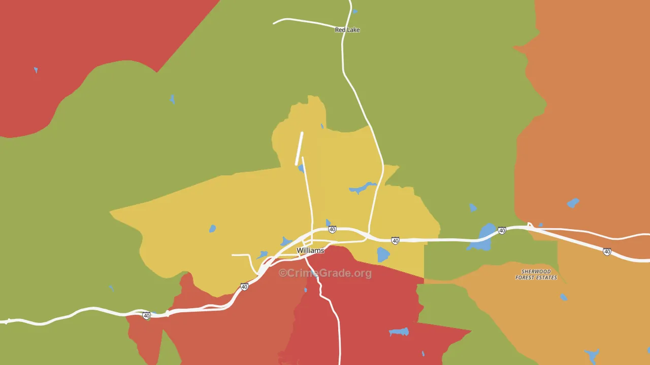 Williams, AZ Map of Burglary Rates