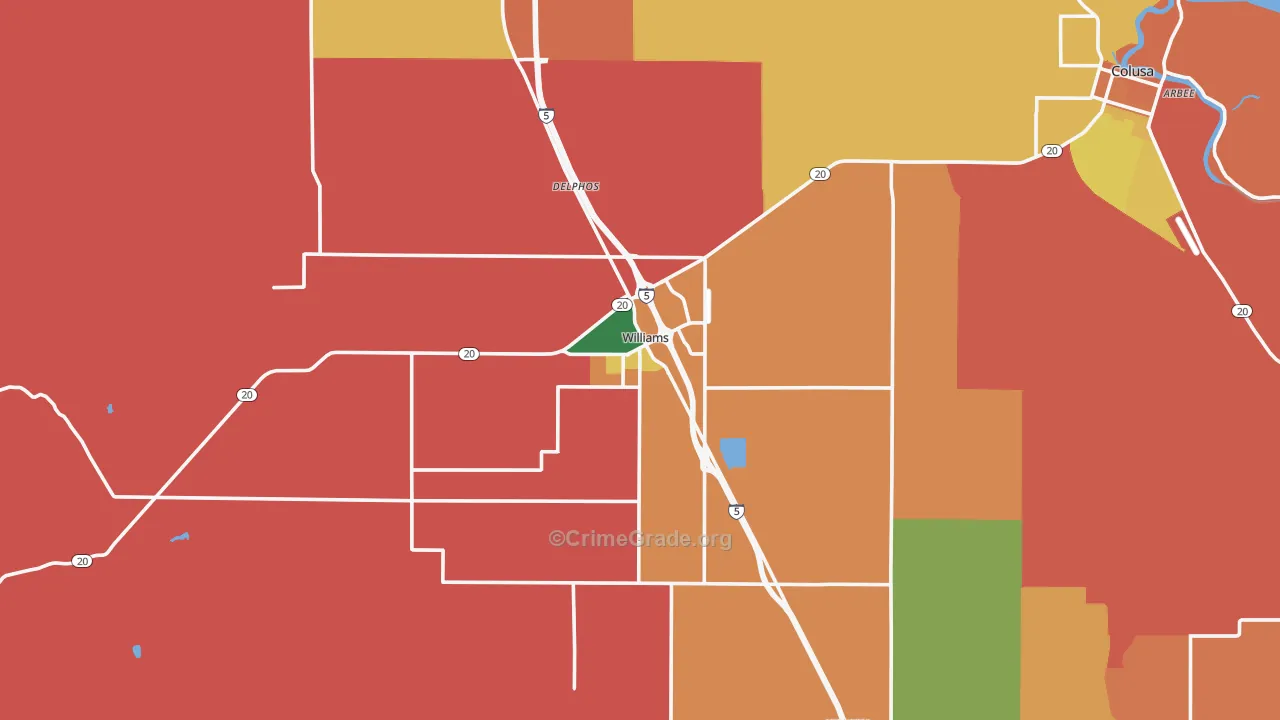 Williams, CA Map of Burglary Rates