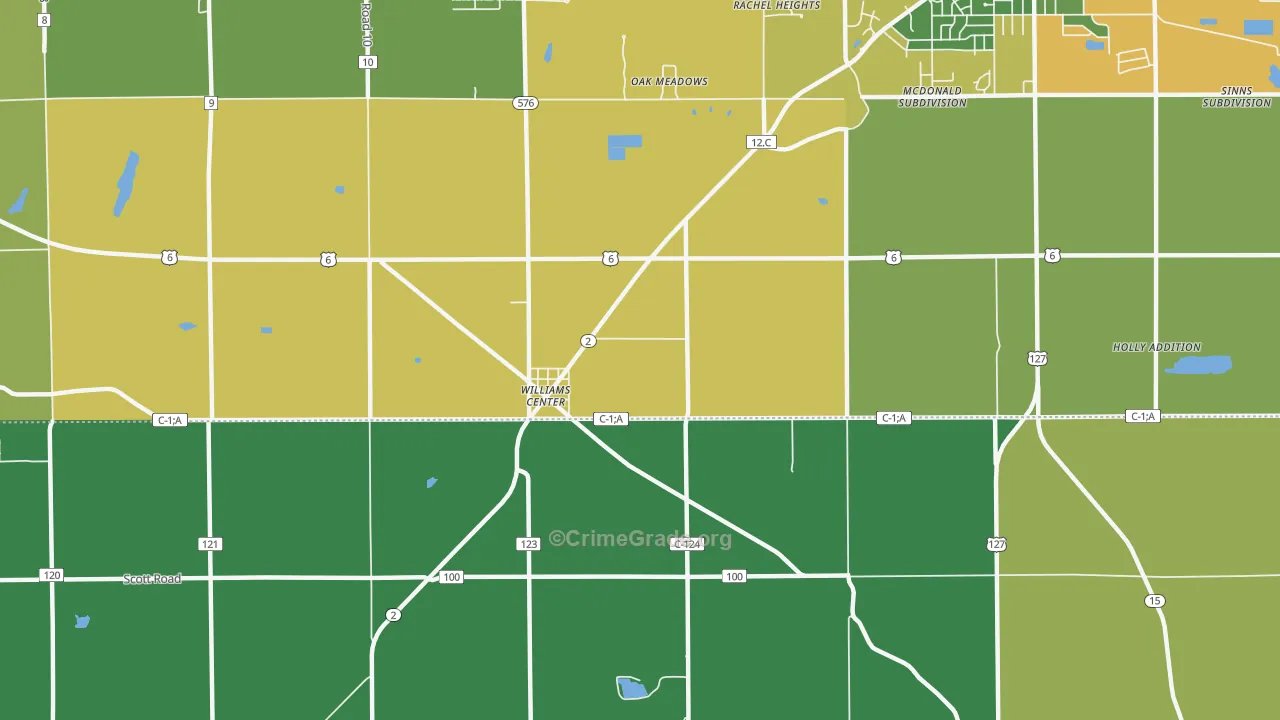 Williams Center, OH Map of Burglary Rates