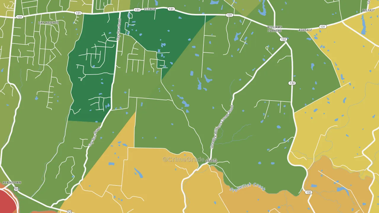 Williams Corner, OH Map of Burglary Rates