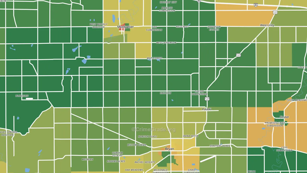 Williams County, OH Map of Burglary Rates