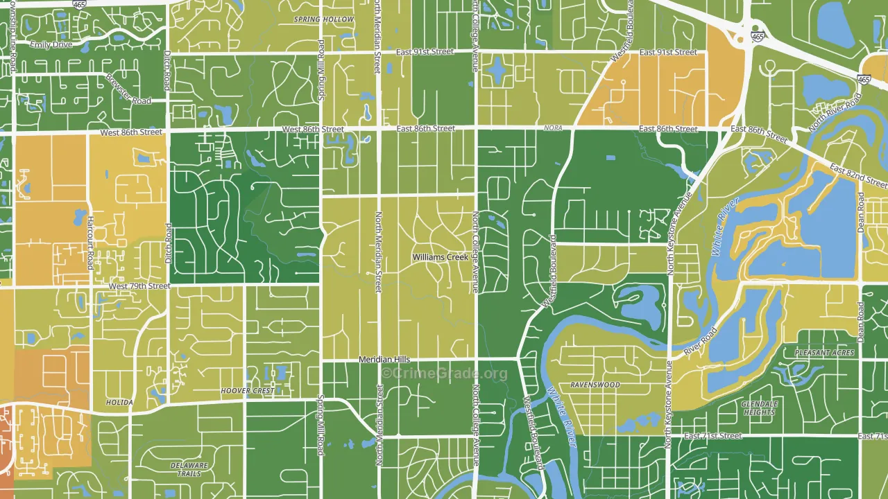 Williams Creek, IN Map of Burglary Rates