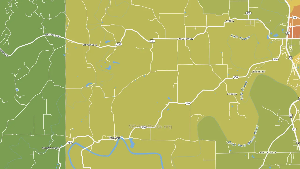 Williams, IN Map of Burglary Rates
