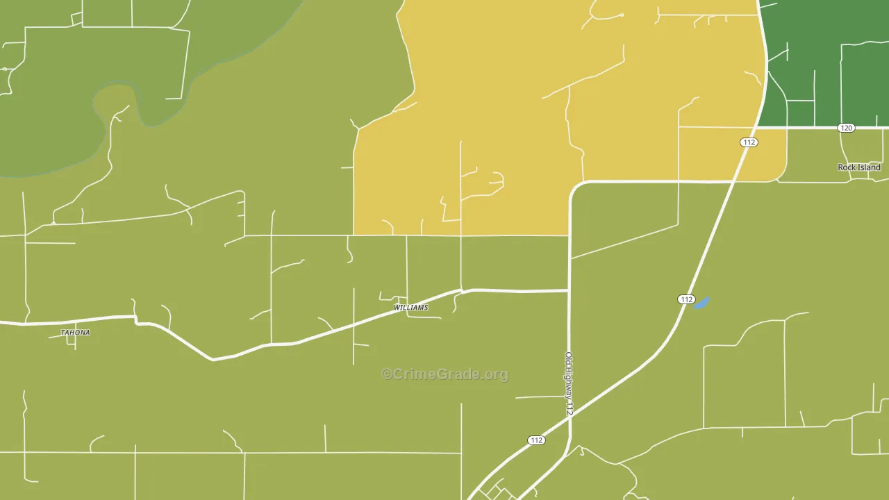 Williams, OK Map of Burglary Rates