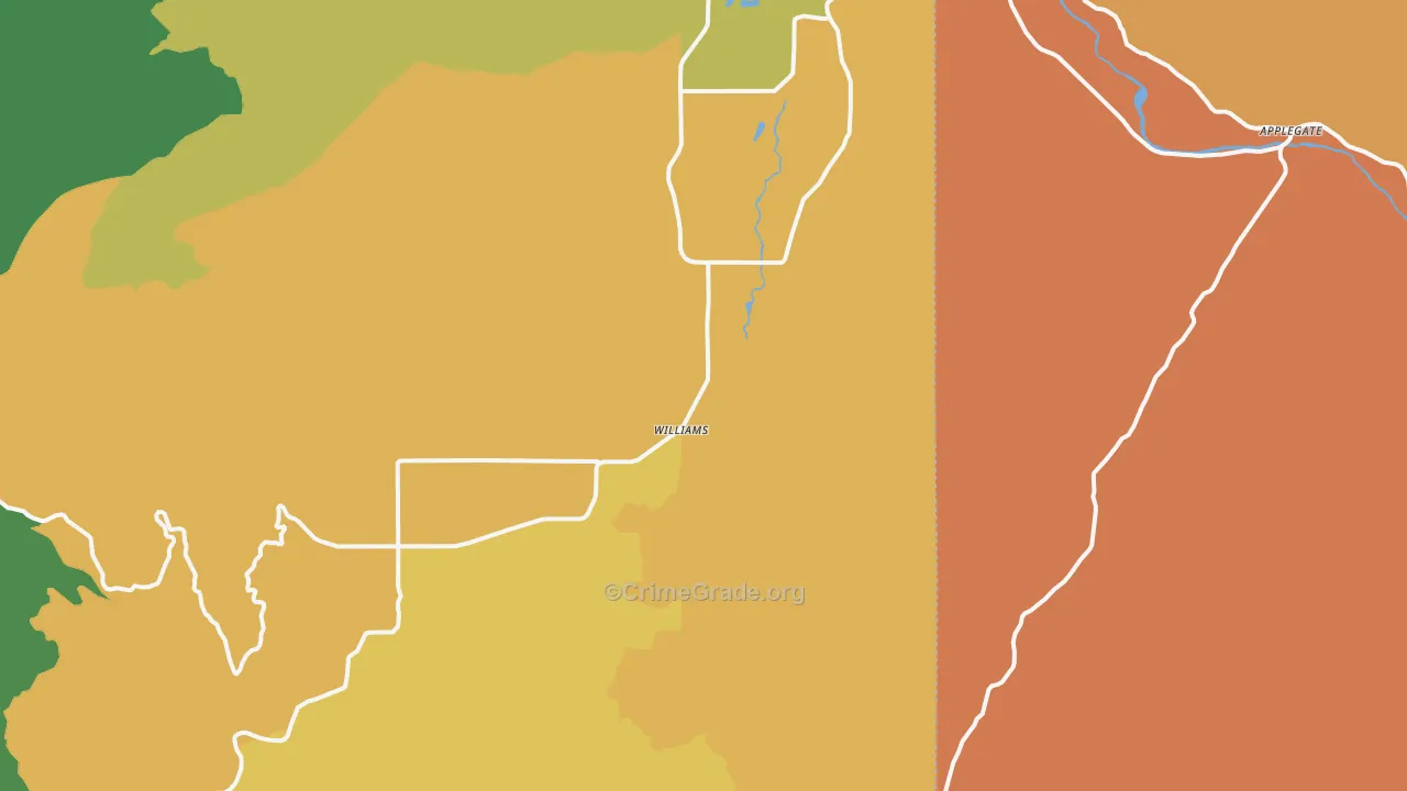 Williams, OR Map of Burglary Rates