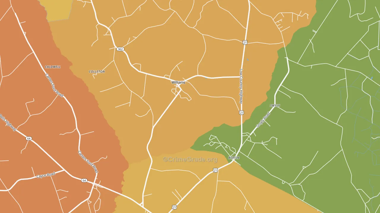Williams, SC Map of Burglary Rates