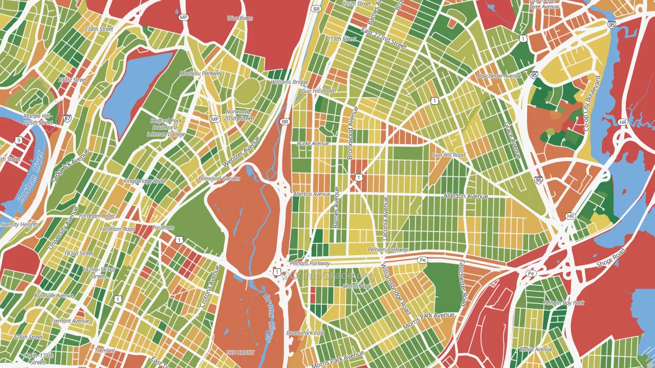 Williamsbridge, Bronx, NY Map of Burglary Rates