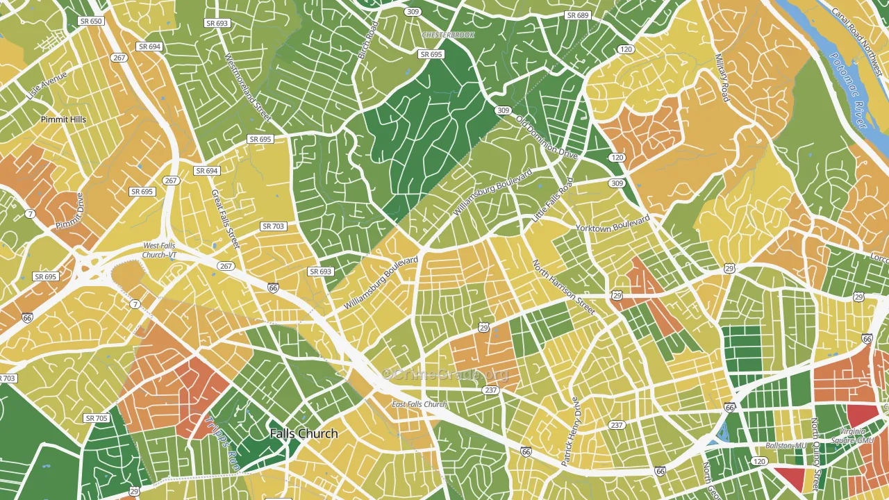 Williamsburg, Arlington, VA Map of Burglary Rates
