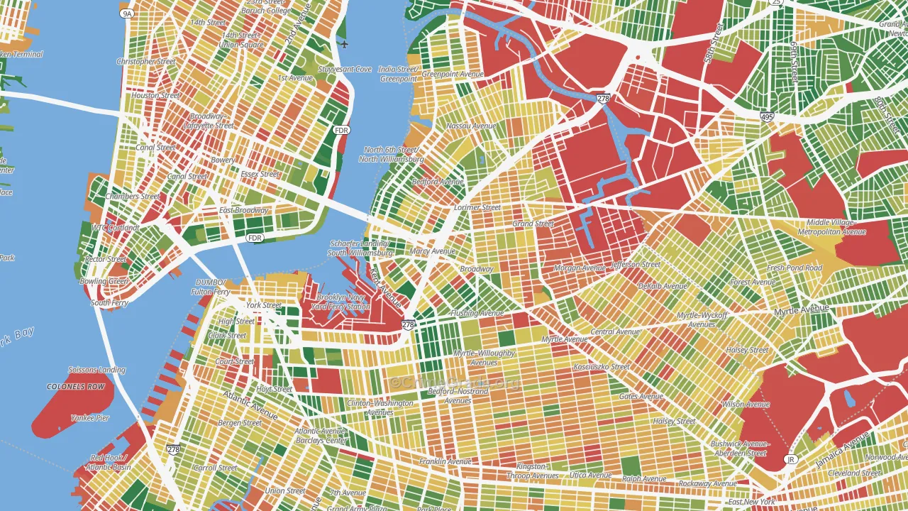 Williamsburg, Brooklyn, NY Map of Burglary Rates