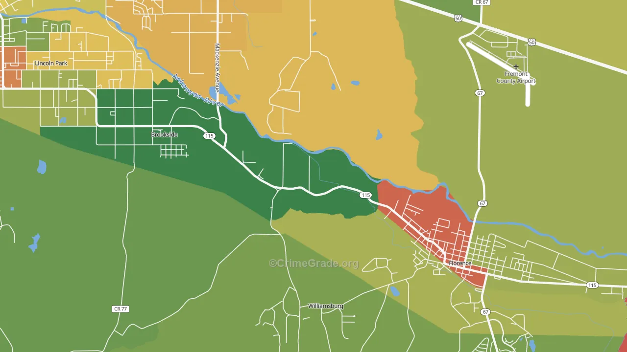 Williamsburg, CO Map of Burglary Rates