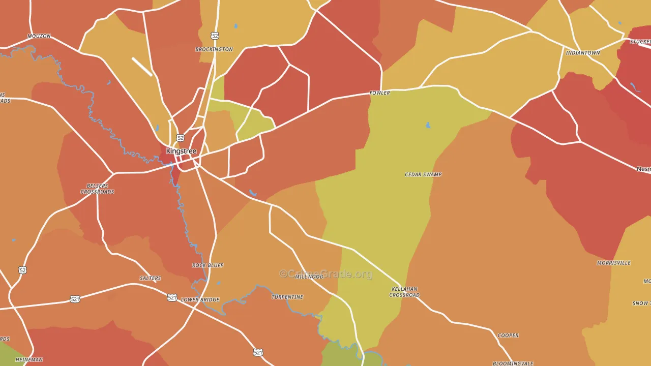 Williamsburg County, SC Map of Burglary Rates