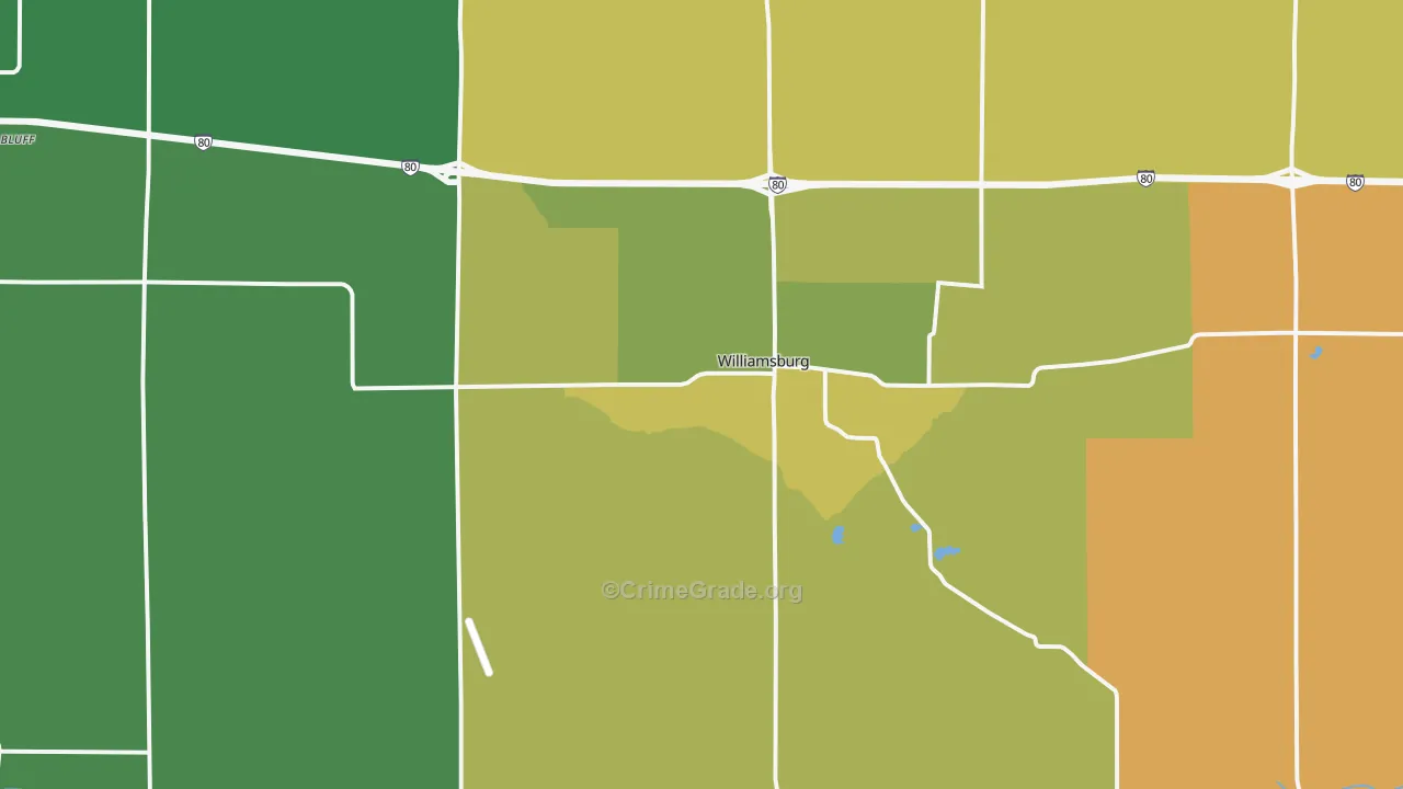 Williamsburg, IA Map of Burglary Rates