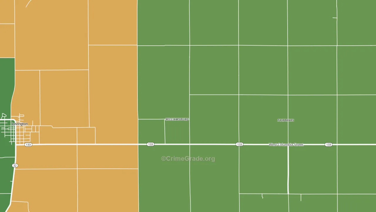 Williamsburg, IL Map of Burglary Rates
