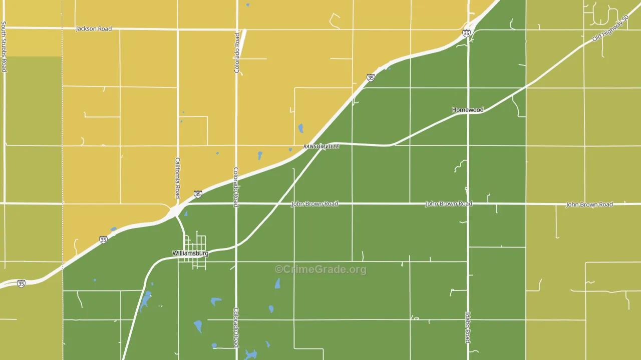 Williamsburg, KS Map of Burglary Rates