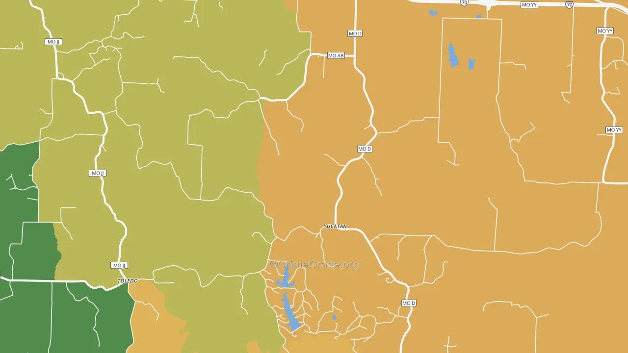 Williamsburg, MO Map of Burglary Rates