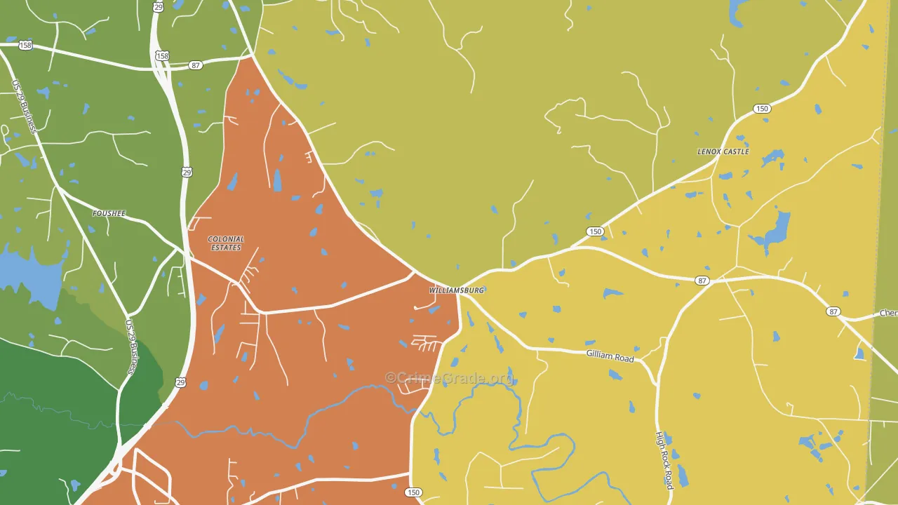 Williamsburg, NC Map of Burglary Rates