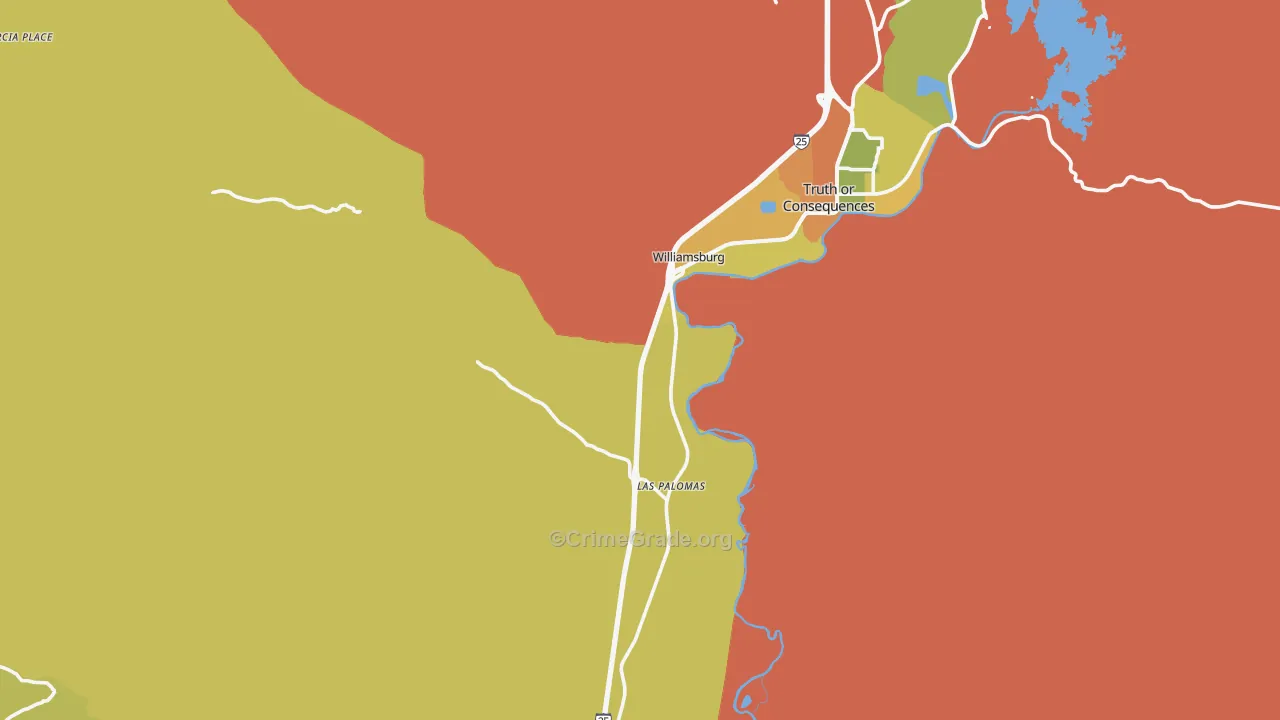 Williamsburg, NM Map of Burglary Rates
