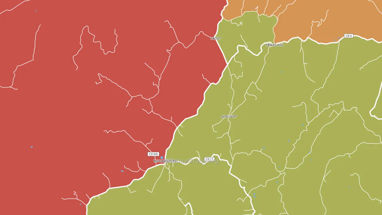 Williamsburg, WV Map of Burglary Rates