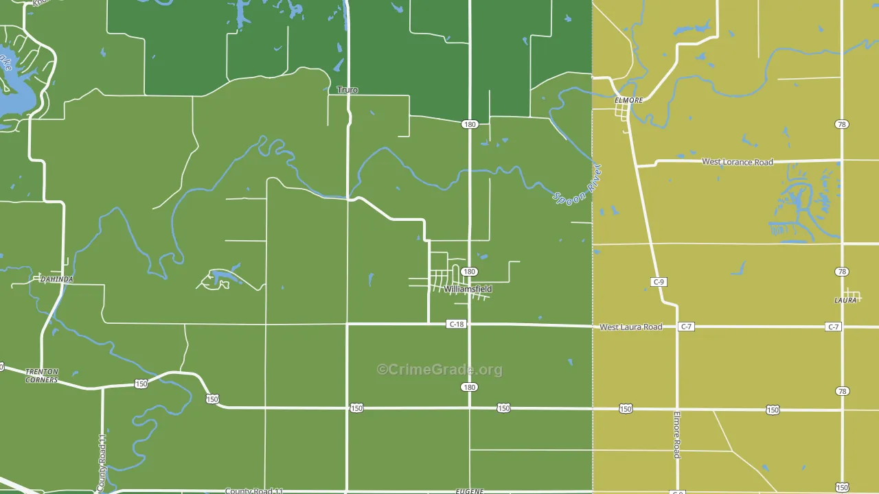Williamsfield, IL Map of Burglary Rates