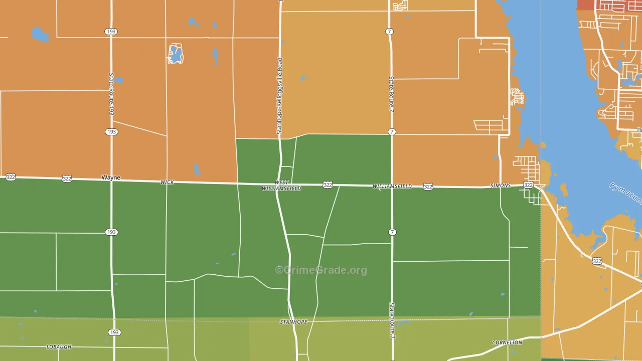 Williamsfield, OH Map of Burglary Rates