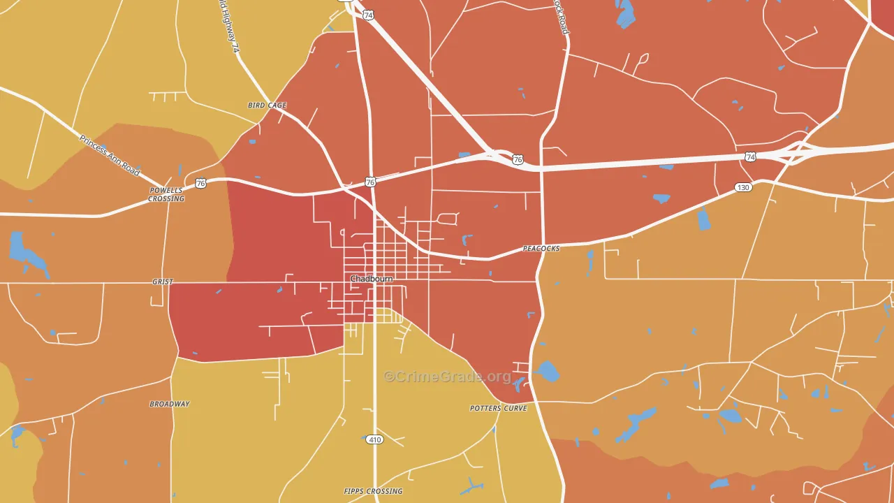 Williamson Crossroads, NC Map of Burglary Rates