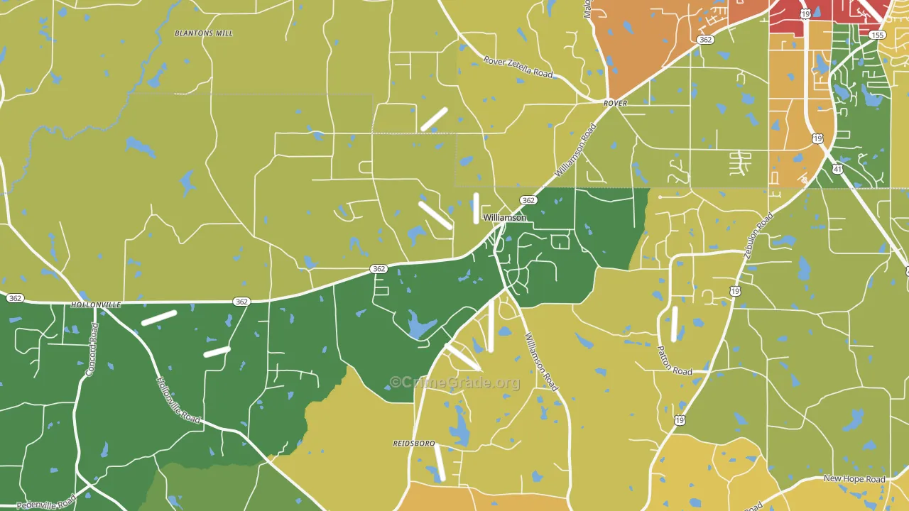 Williamson, GA Map of Burglary Rates