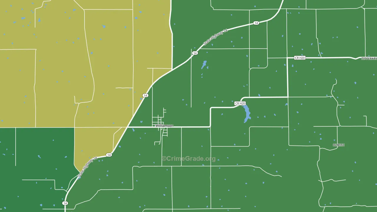 Williamson, IA Map of Burglary Rates