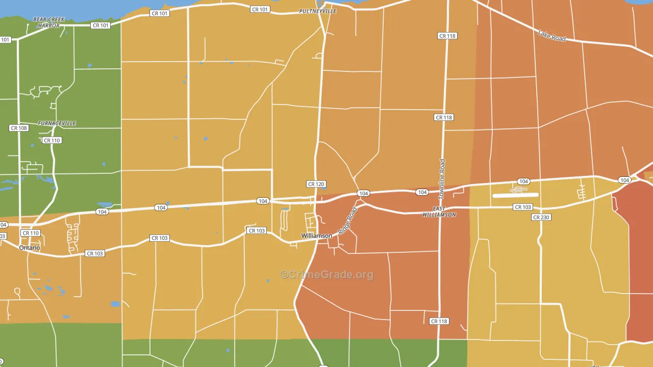 Williamson, NY Map of Burglary Rates
