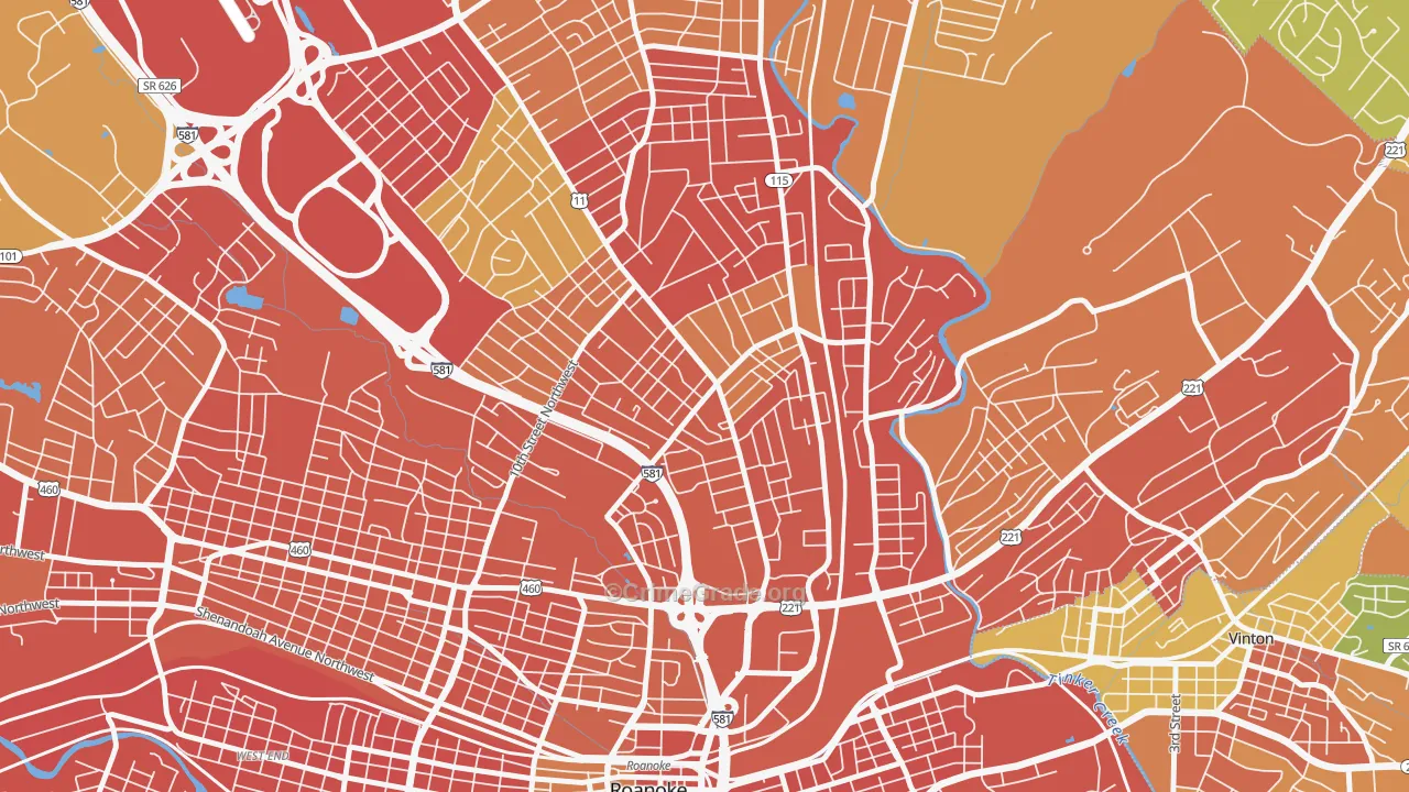 Williamson Road, Roanoke, VA Map of Burglary Rates