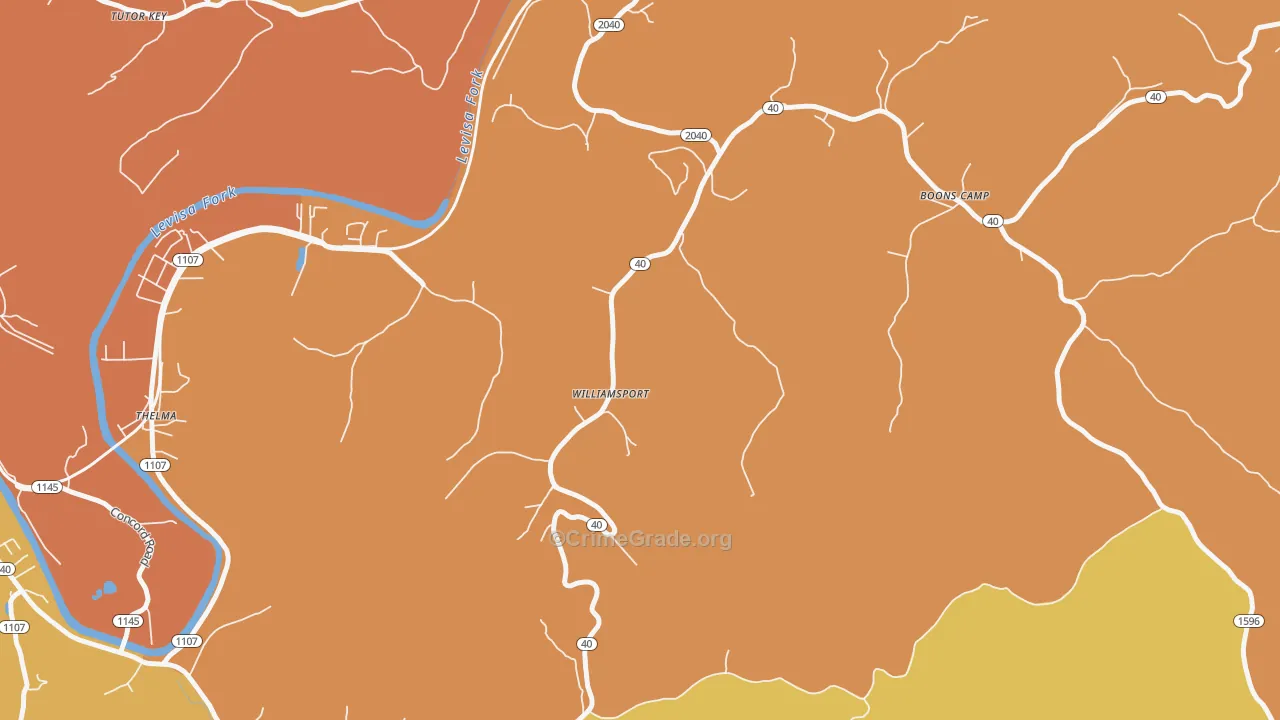 Williamsport, KY Map of Burglary Rates